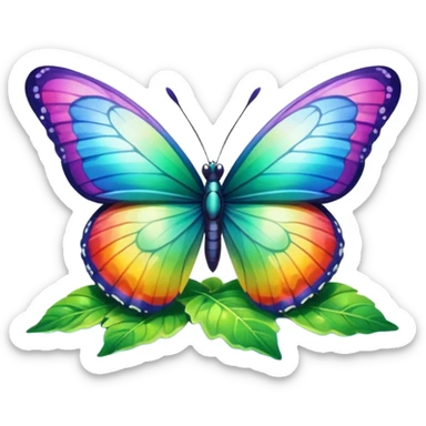 rainbow butterfly on river bank sticker