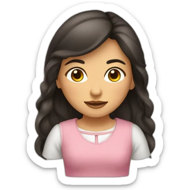 mujer ojos chinos, cabello mediano, piel trigueña, delgada sticker