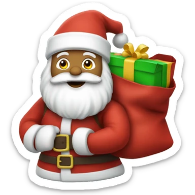 santa claus holding bag of presents over his shoulder sticker