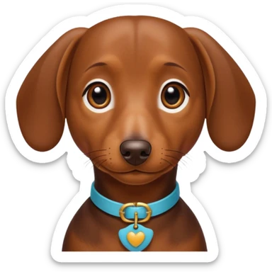 Make a brown short hair dachshund with hazel  eyes and a collar that says the name mocha sticker