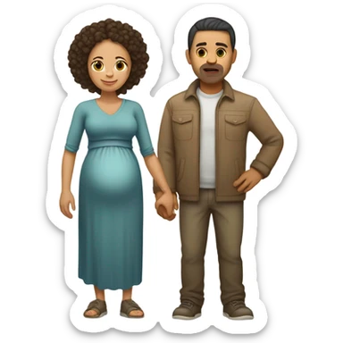 pregnant mulat woman with slavic man sticker