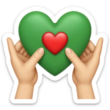 Diseña un emoji de dos manos formando un corazón que rodean un pequeño brote verde o un tarro de cosmética. Enfoque en la calidez, la comunidad y lo hecho a mano. sticker