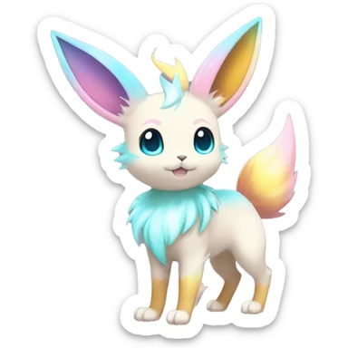 Shiny Colorful Pastel Kawaii Eeveelution-Cute-Pokémon-fusion full body sticker