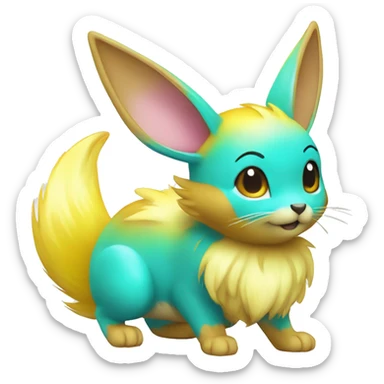 Shiny Colorful Yellow Cyan Electric Mouse Eevee sticker