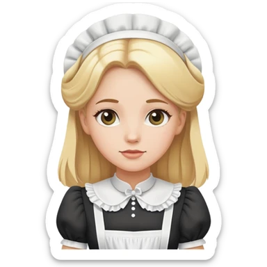 a white female with blond hair aned maid dress sticker