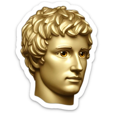 Laurel wreath on short hair serious napoleon bonaparte golden statue sticker