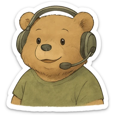 ghibli style bear with a headset sticker