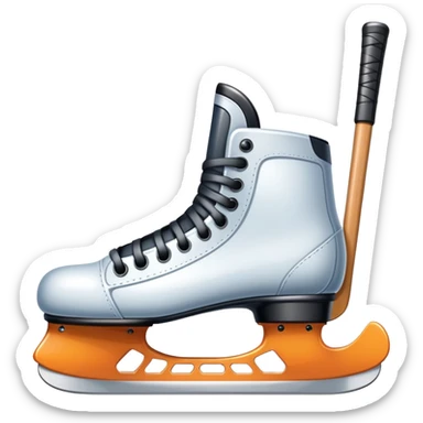 Please, make An icon featuring The background shows a packed stadium with cheering fans, bright arena lights, and an icy rink and close-up shots of key hockey equipment: a hockey stick, puck, and skates. Transparent background highlights the essentials of the game and the thrill of the sport. sticker