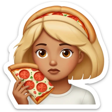 super super hungry girl thinking about pizza sticker