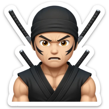 angry ninja with smoke background sticker