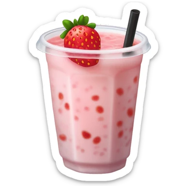 Strawberry milk tea with lychee boba sticker