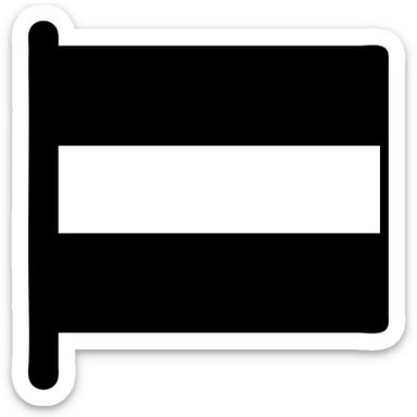 flat icon of a flag with three horizontal stripes: black top, white center, blue bottom sticker