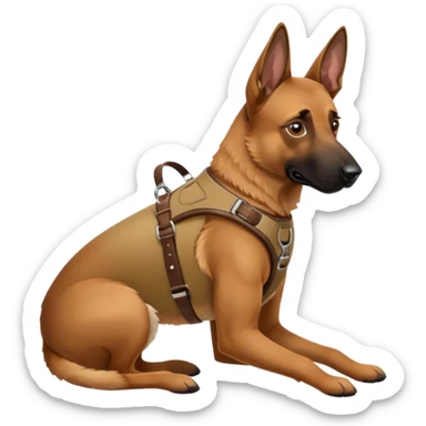Belgian malinois dog in harness sticker