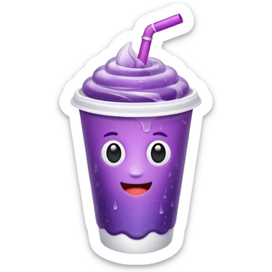 White solid paper cup filled with purple iced soda sticker