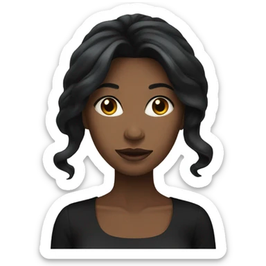 black woman with black long hair and a nice top sticker