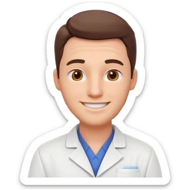 male pharmacist portrait, head and shoulders only, wearing a pharmacy apron, friendly expression, medicine shelves visible in background, retail pharmacy vibe, 3D cartoon, mobile game icon style, no text, no watermark
 sticker