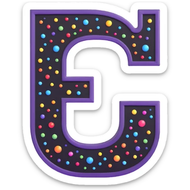 big bold letter C in lime green electric color with googly eyes on top, with a glossy finish and sparkles sticker