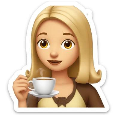 Girl sipping tea with a wiener dog sticker