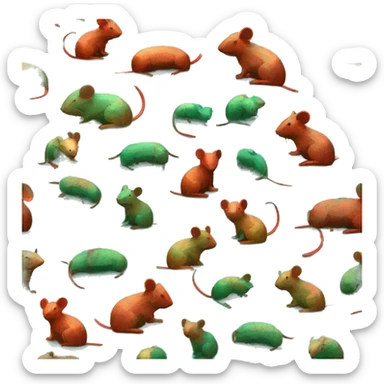 Black red gold green cyan rusty grunge effect scratched patina rat mouse puppy scorpion tail stinger pixel 3d render low poly sticker