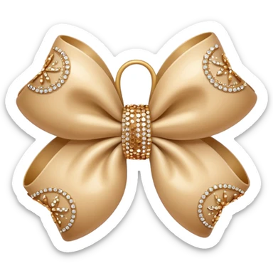 cute beige bow with sparkles and rounded loops sticker