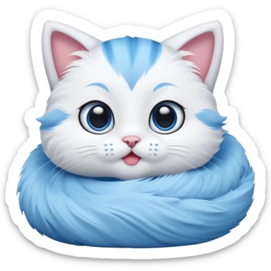 Gato celeste animado y con blanco por su boca e barriga sticker