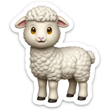 cinematic-[lamb]-realistic-full-body-standing-emoji,-tail-flicking-lazily,-head-tilted-dramatically,-curly-[white]-fur,-simplified-yet-realistic-focused-features,-highly-detailed,-glowing-with-an-almost-sarcastic-glow sticker