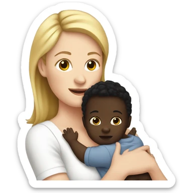 White woman holding black baby  sticker