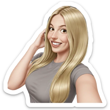 smiling blonde girl with long hair sticker