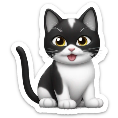 Cute cat sending kisses black and white Tuxie  sticker