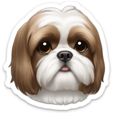 brown and white shih tzu with short fur sticker
