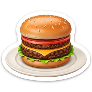 A 3D cartoon portion of minced meat shaped like a burger patty on a plate, soft lighting, Memoji-style. sticker