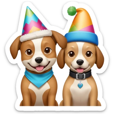 2 dogs snowboarding birthday sticker