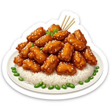 General Tso’s Chinese takeout with white rice sticker