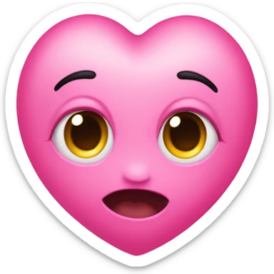 Heart eyes but the eyes are pink and a mouth that young is sticking out sticker