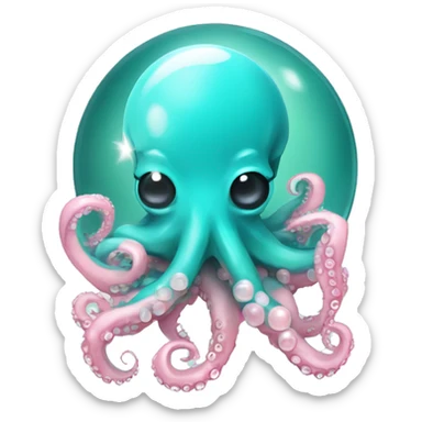 turquoise crystal ball with a light pink cute surgical octopus sticker