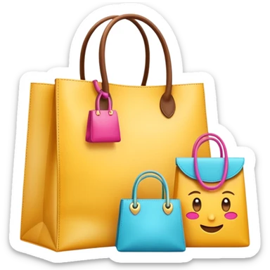 emoji of luxury brand labeled beauty products near shopping bag
 sticker
