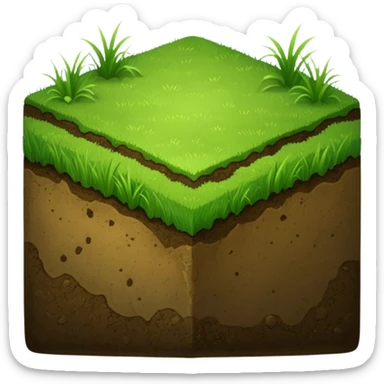 A slice of land. grass on top, dirt on the lower half. in the shape of a slab. square-ish but still quite flat sticker
