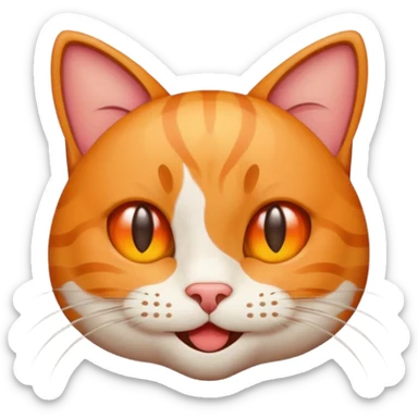 2D emoji of a cat, apple style emoji, different color sticker