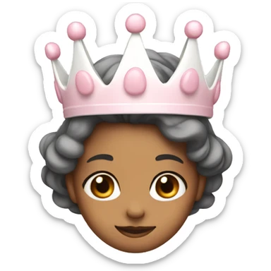 White and pastel pink crown with bow sticker