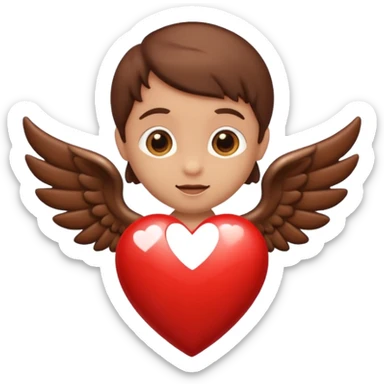 brown cupid heart sticker