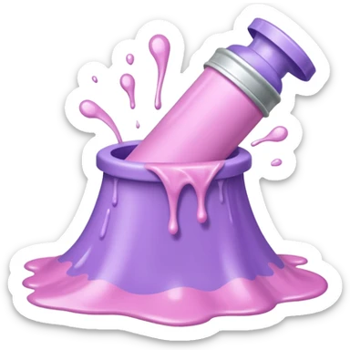 pastel pink and lilac hair dye tubes, caps off, dye spilling out sticker