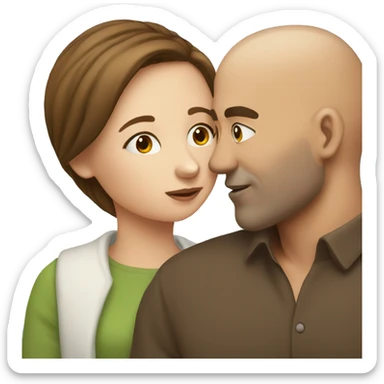 Bald man kissing brown haired girl sticker