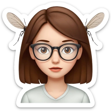brown hair girl with glasses but as a mosquito  sticker