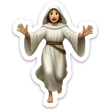 saint brigid running, with a large stride and arms outstretched sticker