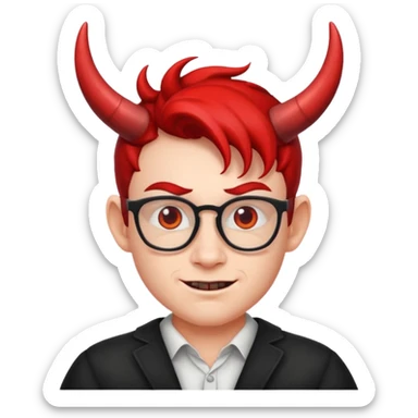 nerd face with devil horns sticker