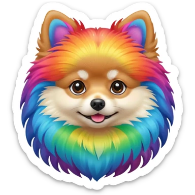 Faça um Lulu da Pomerânia colorido com as cores do arco-íris e o rosto dele também não só o rosto sticker