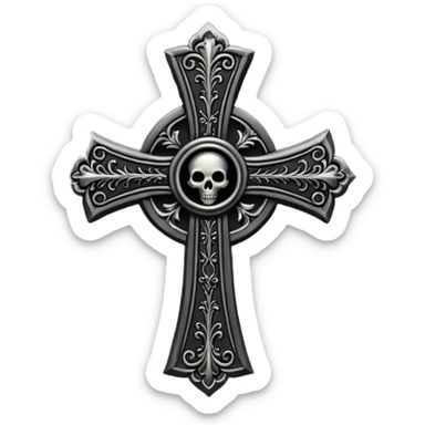 black goth cross sticker