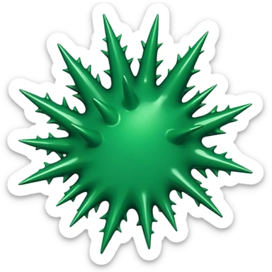 A glossy green paint splash with irregular spiky edges on a transparent background. sticker