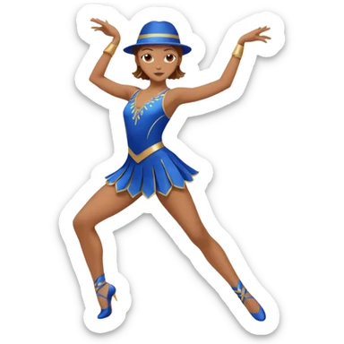 blue jazz style dance costume on light brown hair full body sticker