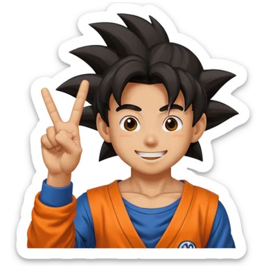 goku doing this 😛 with a piece sign sticker